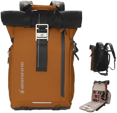 Besnfoto Camera Backpack, Waterproof Travel Camera Bag for Photographer Expandable Roll Top Photography Case for DSLR SLR Mirrorless Camera Fit up to 15.6 inch Laptop with Rain Cover by Besnfoto