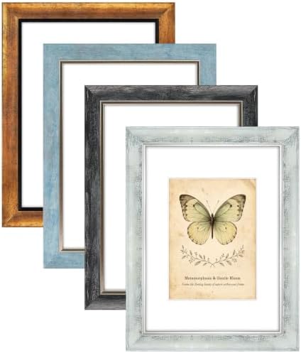 XUANLUO 9x12 Picture Frames Set of 4,Rustic Retro Photo Frame(Mix Color) by XUANLUO