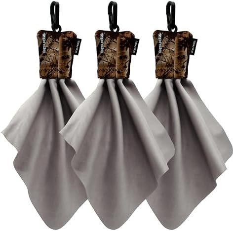 SPUDZ Classic Microfiber Lens Cleaner – Clip-On Pouch, Washable – for Binoculars, Scopes, Glasses, Screens | Classic | Stealth Bronze, 6 x 6 Inch (3-Pack) by SPUDZ