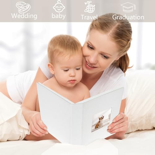 Artmag Mini Photo Album 4x6 50 Pockets 2 Pack, Linen Cover with Front Window Album Each Holds 52 Vertical Photos for Family Wedding Baby Children (White) - Image 5