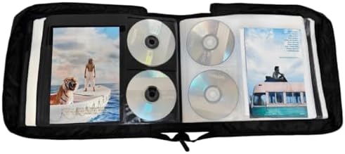 DVD CD Storage Case with Extra Wide Title Cover Pages for Blu Ray Movie Music Audio Disk (Portable Carrying Binder Holder Wallet Album Home Organizer Shelf)- Black, 192 Disk Units, 96 Booklet Pockets - Image 2