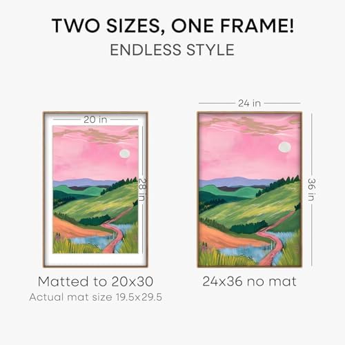 Homeforia 24x36 Mortise&Tenon Natural Oak Poster Frame, 20x30 Mat, Glass - Image 3
