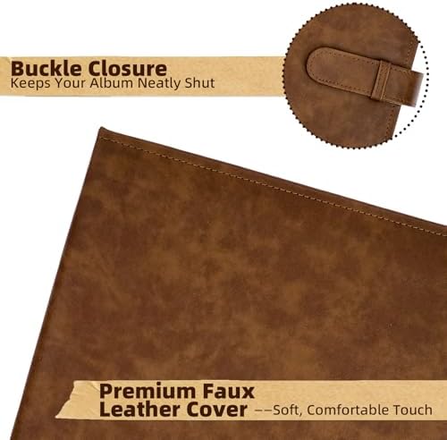 Vienrose 15"x13" Scrapbook Album Gift Set Faux Leather DarkBrown 100 Pages - Image 5