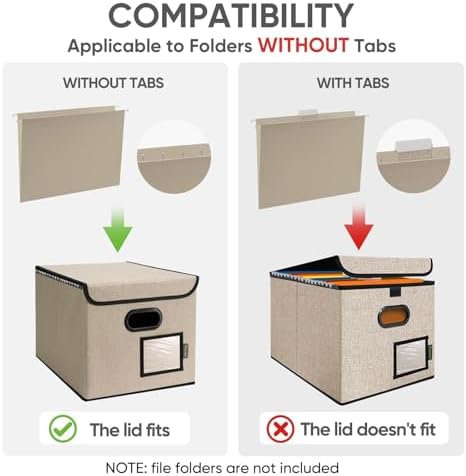 BALEINE File Organizer Box with Lid, Collapsible Hanging File Storage Box - Image 5