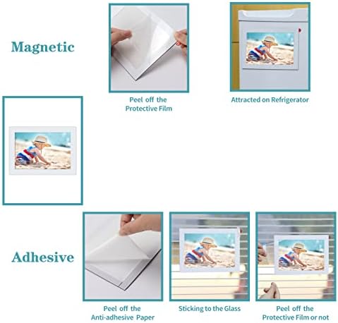 CRUGLA 12 Packs 4x6 Magnetic Picture Frames for Refrigerator， White Peel and Stick Frame Bulk, 4 by 6 Photo Holders for Fridge Dishwasher Whiteboard - Image 3