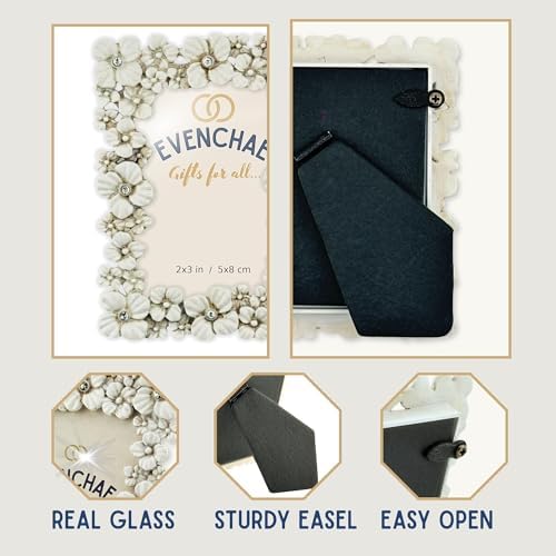 2x3 Mini Picture Frame: Ivory Flowers + Clear Rhinestones - Image 5