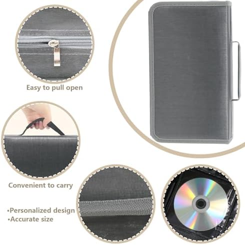 DVD Case CD Storage,128 Capacity CD Cases Holder DVD Storage Case Holders CD DVD Disc Case Storage Wallet Binder for Car Home Office Travel (128 Silvery) - Image 3