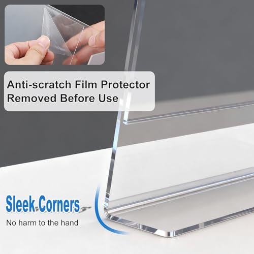 10 Pack Acrylic Sign Holder 4 x 6, L-Shape Clear Plastic Display Stand for Tabletop, Acrylic Stands for Flyers, Table Paper Holder, Vertical Sign Holder 4x6 for Restaurants, Office and School (Slant 10 Pack 4x6) - Image 4