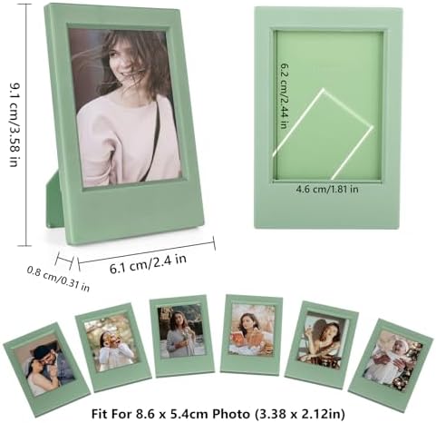 8 Pack 2x3 Mini Photo Frames for for Fuji Instax Mini 3 inch Picture/Polaroid 3-Inch Films - for Desktop Display Small Wallet Size Picture frame with Clear Protective Covers - Green - Image 2