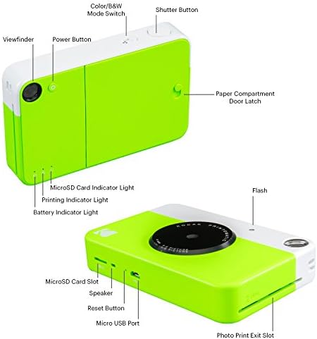Kodak Printomatic Instant Camera Bundle (Green) Zink Paper (20 Sheets) - Case - Photo Album - Hanging Frames. - Image 3