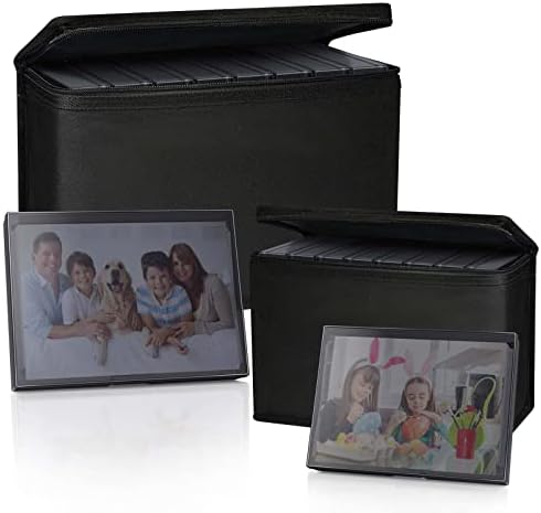Barhon Photo Storage Boxes Set - 8 Pack 4x6 and 8 Pack 5x7, Photos Case Containers with Bag, Multi-Sized Seed Organizer with Handle for Stickers (Black) by Barhon