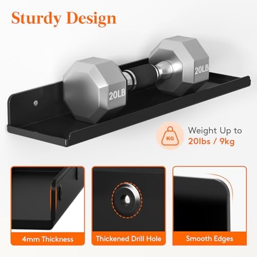 Lifewit Acrylic Floating Shelves for Wall 14" Black, 6 Pack - Image 4