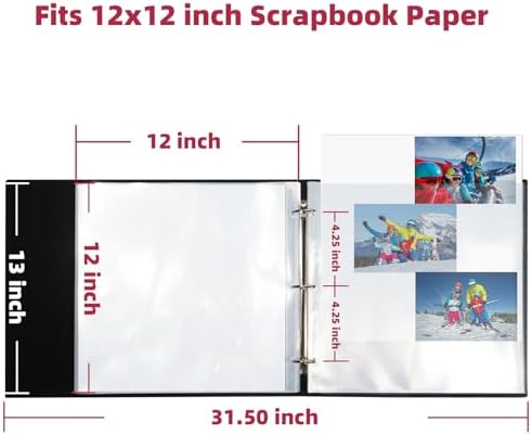 Vienrose 12x12 In 3 Ring Scrapbook Photo Album Leather Dark Green 100 Pages - Image 2