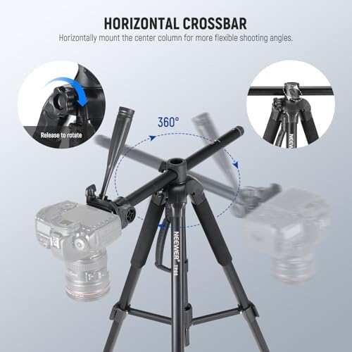NEEWER Basics 74" Video Tripod Monopod, 3 Way Pan Tilt Head, Remote, TP05 - Image 2