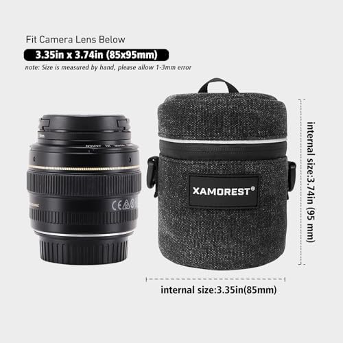 Camera Lens Case Lens Bag Compatible (3.15" x 3.74"(Canvas, Black)) - Image 3