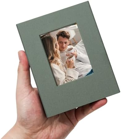 Small 4x6 Photo Album 100 Pockets Linen Cover Gray Green by Remowith
