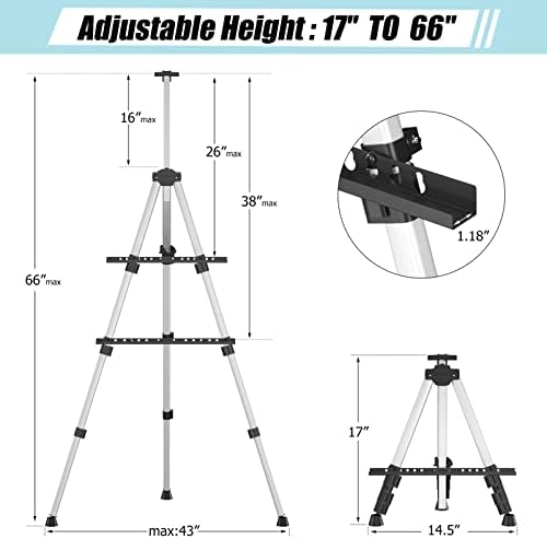Art Painting Display Easel Stand - Silver Adjustable Floor Artist Easel - Image 3