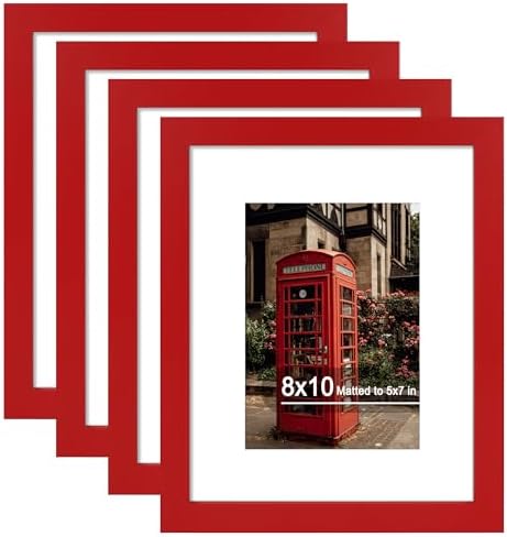 8x10 Picture Frame Set of 4 with Real Glass, Wall & Tabletop Display by SZYUU