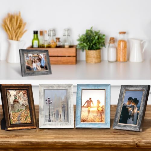XUANLUO 5x7 Picture Frames Set of 4,Rustic Retro Photo Frame(Mix Color) - Image 5
