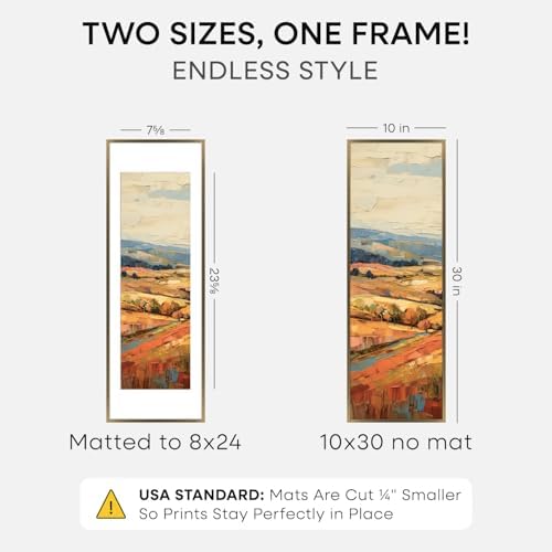 Homeforia 10x30 Bronze Picture Frame, High-End Metal, 8x24 Mat, Glass - Image 2
