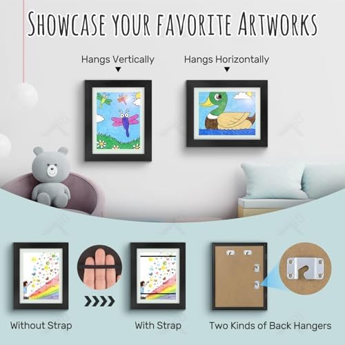 2 Pack 8.5x11 Front-Opening Kids Artwork Frames Changeable (Black) - Image 2