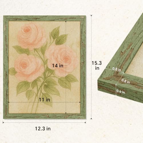 puthiac 11x14 Rustic Farmhouse Picture Frame, Weathered Green, 1 Pack - Image 4
