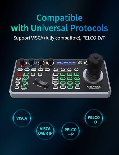 FEELWORLD KBC20N NDI PTZ Camera Joystick Controller, LCD Screen 4D Joystick Control Keyboard Support NDI PoE VISCA Pelco-D/P RS422 RS485 RS232 RJ45 for Church Live, Events, Live Streaming - Image 4
