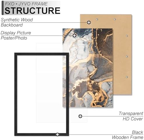 Fxojyvo 14x24 Picture Frame Set of 3 Black Engineered Wood Wall Hanging - Image 3