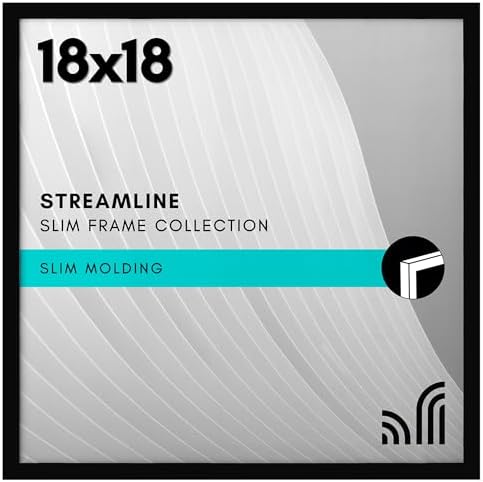 Americanflat 18x18 Poster Frame - Slim Molding - Black by Americanflat