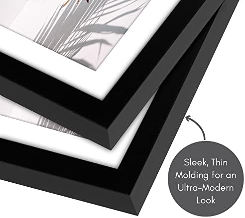 Americanflat 8x8 Picture Frame with Shatter-Resistant Glass - Set of 2 - Use as 6x6 Frame with Mat or Display 8x8 Photo Without Mat - Streamline Collection - Square Frames for Tabletop or Wall - Black - Image 6