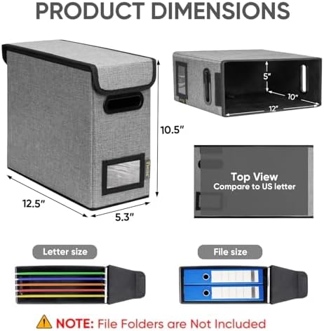 BALEINE File Organizer Box with Lid, Collapsible Hanging File Storage Box - Image 2