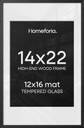Homeforia 14x22 Black Oak Picture Frame, High-End Wood, 12x16 Mat, Glass by Homeforia