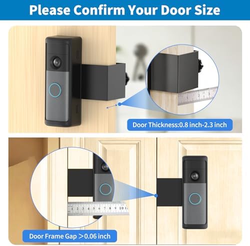 Anti-Theft Ring/Blink Doorbell Mount for 2026 Newest Ring Battery Doorbell/Plus/Pro (2nd Gen), No-Drill Camera Doorbell Kits, Non-Blocking Motion Sensor, Accessories for Apartment & Rental, Black - Image 5