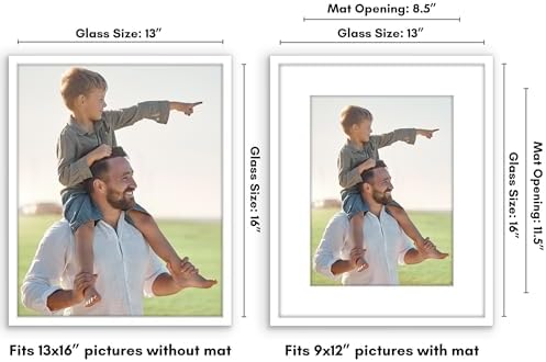 Americanflat 13x16 Picture Frame - Matted to 9x12 - Slim Molding - White - Image 2