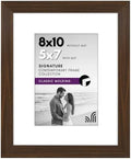 Americanflat 8x10 Picture Frame with Shatter-Resistant Glass - Use as 5x7 Frame with Mat or Display 8x10 Photo Without Mat - Signature Collection - Picture Frames for Tabletop and Wall - Walnut by Americanflat