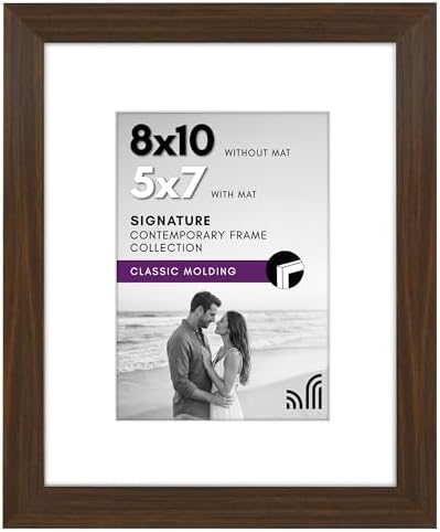 Americanflat 8x10 Picture Frame with Shatter-Resistant Glass - Use as 5x7 Frame with Mat or Display 8x10 Photo Without Mat - Signature Collection - Picture Frames for Tabletop and Wall - Walnut by Americanflat
