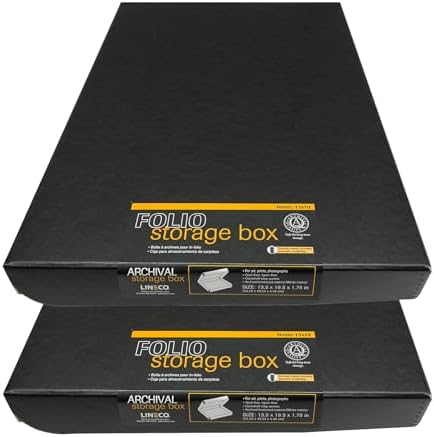 Lineco Clamshell Archival Storage Box, 13.5x19.5x1.75 In, Black, Pack of 2 by Lineco