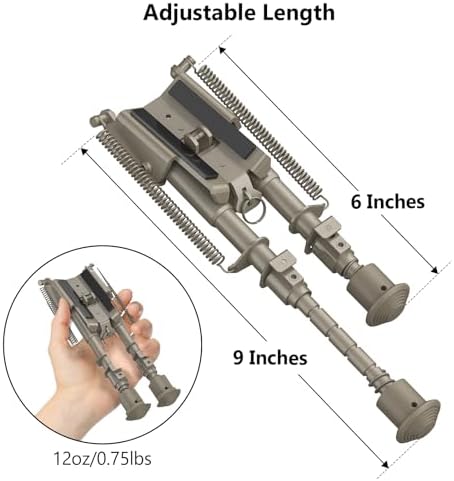 CVLIFE 6-9 Inches Bipod Adjustable Spring Return with Picatinny Adapter - Image 3
