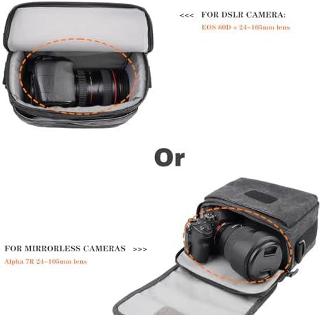Besnfoto Camera Bag Purse Small Messenger Shoulder Bag for Mirrorless DSLR Camera Waterproof Canvas Compact Photography Case, Black Gray - Image 2