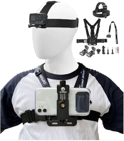 Adjustable Phone Chest Mount&Head Strap Kit,Quick-Release Harness for POV by WLPREOE