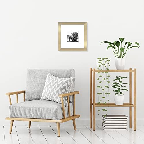Americanflat 8x8 Picture Frame - Matted to 4x4 - Engineered Wood - Gold - Image 5