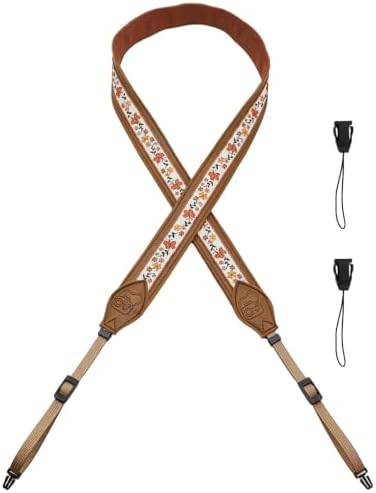 Leather Camera Strap, Quick Release Camera Neck Strap for All Cameras, Retro Jacquard Camera Straps for Photographers - Image 2