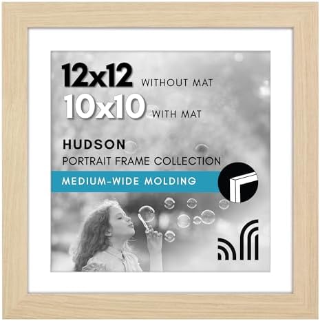 Americanflat 12x12 Picture Frame - Matted to 10x10 - Natural Oak by Americanflat