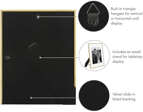 Americanflat 11x14 Bamboo Picture Frame - Matted to 8x10 - Metal - Gold - Image 5