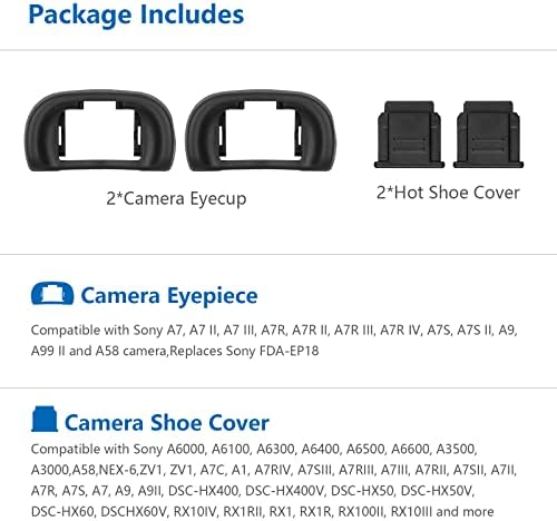 Updated Soft Silicone Camera Eyepiece Eyecup for Sony A7III A7II A9 A7S A99II A58 A7 A7R IV A7RIII A7SII, 2Pack Camera Hot Shoe Cover for Sony + 2Pack Camera Eye Cup Replacement for Sony - Image 4