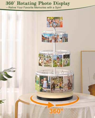 Bikoney 3-Tier Rotating Picture Stand with 30 Clips, Money & Gift Card Tree - Image 3