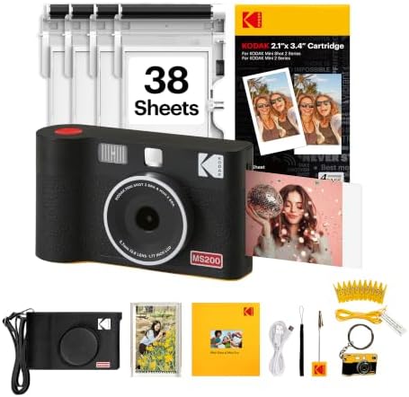 KODAK Mini Shot 2 ERA 2x3 Instant Camera, 38 Sheets Gift Bundle, Black by Unknown