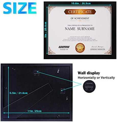 Egofine 8.5x11 Picture Frames Set of 4, Made of Solid Wood Covered by Plexiglass for Document,Diploma, Certificates and Degree, for Table Top Display and Wall Mounting Photo Frame Black - Image 6