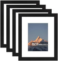 8x10 Picture Frame Set of 4 with Real Glass, Wall & Tabletop Display by SZYUU
