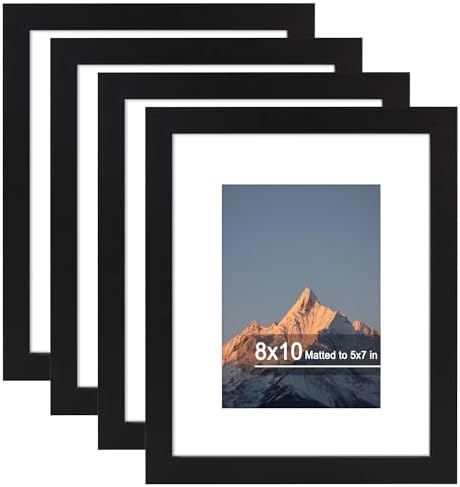 8x10 Picture Frame Set of 4 with Real Glass, Wall & Tabletop Display by SZYUU